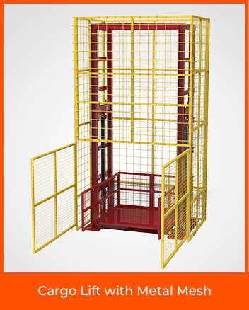 cargo lift with metal mesh